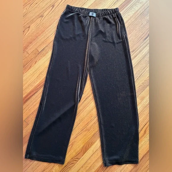 Victoria’s Secret Metallic Shimmer Knit Lounge Set Brown Logo Waist Pajama Set M
